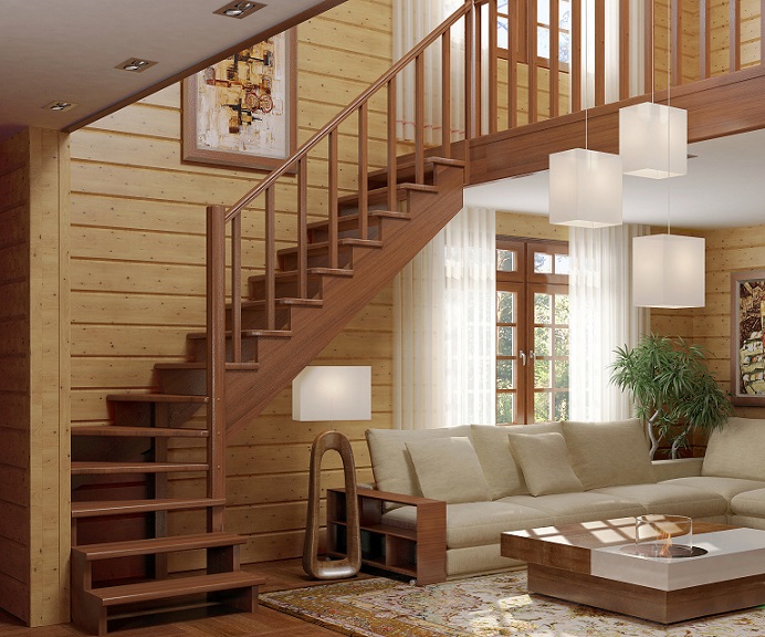 двухэтажный дом с лестницей